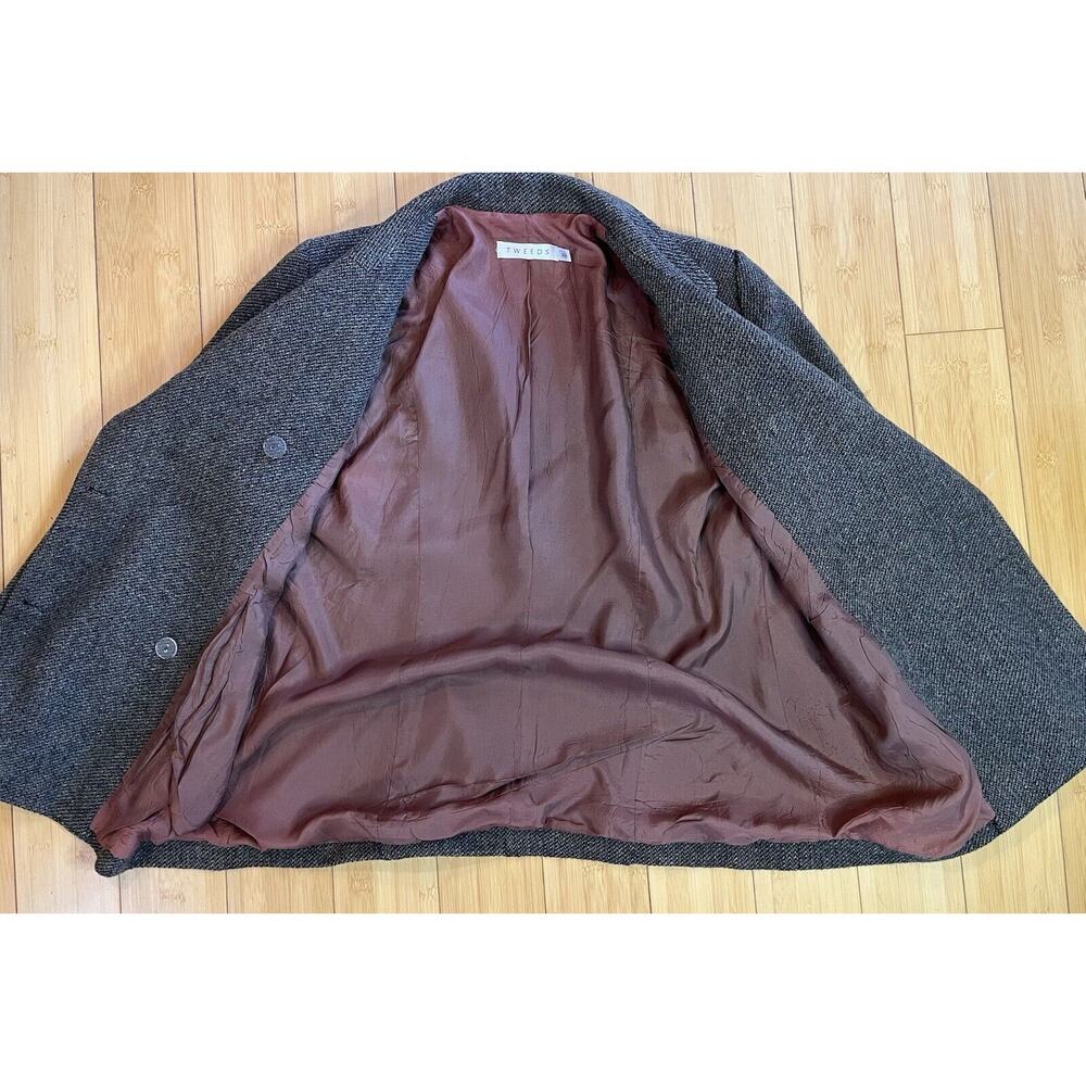 Vintage 1990’s Tweeds Women’s Gray/Brown/Black Wool Double Breasted Jacket, Sz 8 - Picture 3 of 8